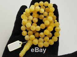 Islamic Prayer Tasbih Stone Amber Natural Baltic White Bead 37,4g Rare A-404