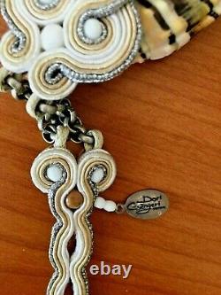 Israeli Dori Csengari Rare Belt Shell Cord Beads Stone Wood Chain