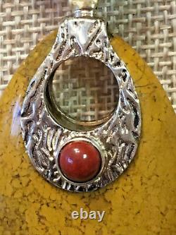 JAY KING Olivio Yellow and Red Oval Pendant and Graduated Bead Necklace RARE