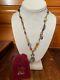Jes Maharry Sterling Silver Leather Gemstone Trade Beads Pendant Necklace Rare