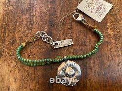 JES MAHARRY Sterling Silver Round Charm Green Turquoise Bracelet RARE NWT