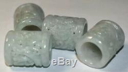 Jade Burma Antique Hand Carved Chinese Dragon 15 Beads Estate Lot Jewelry Rare