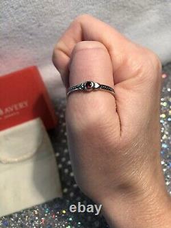 James Avery Sweetheart Ring Sterling Silver Red Stone Heart Beaded Retired Rare