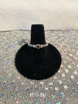 James Avery Sweetheart Ring Sterling Silver Red Stone Heart Beaded Retired Rare