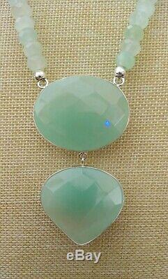 Jay King Light Green Serpentine Beaded Drop Necklace RARE NWT