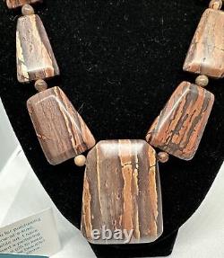 Jay King Mine Finds RARE Idaho Mahogany Wood Bead necklace Sterling. 925 18