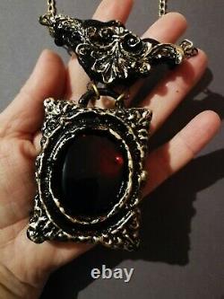 Jewelry woman fashion necklace gothic pendant black mirror witch amulet layered