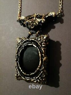 Jewelry woman fashion necklace gothic pendant black mirror witch amulet layered