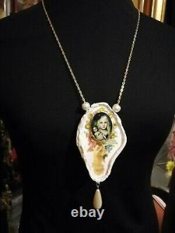 Jewelry woman fashion necklace gothic pendant white mirror witch amulet pearl