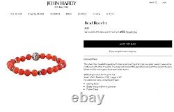 John Hardy RARE Red Agate Stone Bead Bracelet in Sterling Silver Mint! $650