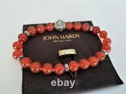 John Hardy RARE Red Agate Stone Bead Bracelet in Sterling Silver Mint! $650
