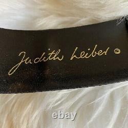Judith Leiber Black Phyton/ Leather Belt with Gemstone Buckle / Vintage / Rare
