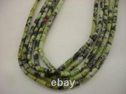 KEWA Santo Domingo 5-Strand Necklace Treasure Green Serpentine Beaded Long RARE