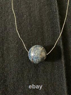 Kazuko Rare Lapis Ball on 14k GF Wire Necklace