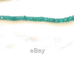 Knotted rare bright green natural real emerald gemstone bracelet 18k gold 7