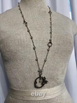 Kumkum Dragons Gorgeous Patina Long Necklace With Natural Stone Beads Rare
