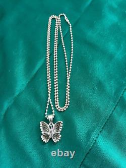 LAGOS RARE WONDERS BUTTERFLY Sterling Silver Pendant Beaded Ball Chain Necklace