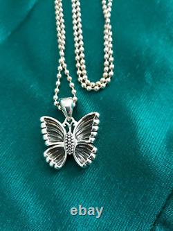 LAGOS RARE WONDERS BUTTERFLY Sterling Silver Pendant Beaded Ball Chain Necklace