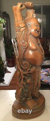 Large 20lb laughing Buddha statue statuary beads 19 happy standing clay cement