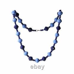 Lot (103) Czech Art Deco rare blue cobalt blue bicone geometric glass beads