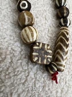 Lot Beads Rare Patterns South Asian Burmese Old Pumtek petrified Wood Beads