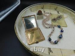 Lot estate Rare sterling intaglio ring Artisan lg earrings gem beads compact