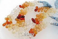 MEXICAN Fire opal faceted teardrop beads. Rare natural gemstone briolettes