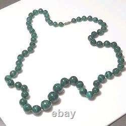 Malachite Stone Graduated Lariat Malakite Beads Necklace 28 145 Grams Rare