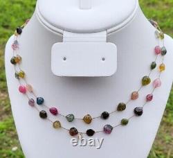 Margo Morrison NY Multicolor Tourmaline Sterling Necklace 2 Layer 17 VERY RARE