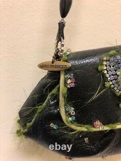 Mary Frances Black Leather Purse/Clutch Butterfly With Stones. BEAUTY! RARE