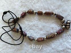 Moroccan Necklace Silver beaded Berber Tribes handmade by rare African stones