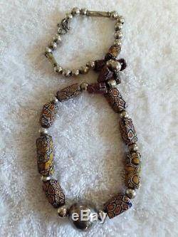 Moroccan Silver Necklace beaded Berber Tribes handmade by rare African stones