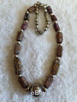 Moroccan Silver Necklace beaded Berber Tribes handmade by rare African stones