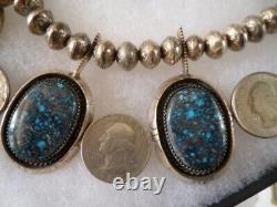 Museum Collector Quality Lander Blue Turquoise Necklace 19.75l & Earrings 110ct