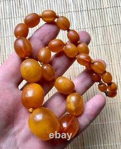 NATURAL OLD ANTIQUE GENUE BALTIC AMBER Beads jewelry gem marble TOP Rare