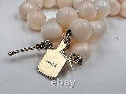 NATURAL TRUE ANGEL SKIN PINK CORAL BEAD NECKLACE 14K GOLD 117g RARE 3 STRAND