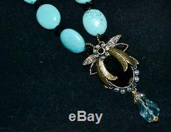 NWT $290 HEIDI DAUS Rare Beetle Mania Beaded Drop Turquoise Pendant NECKLACE
