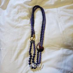 NWT Vintage Kunio Matsumoto Trifari Beaded Purple Art Deco Necklace Rare Signed