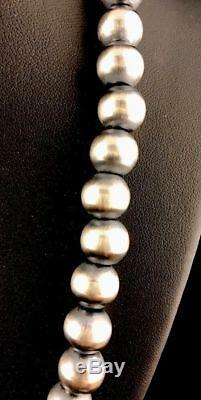 Native American Navajo Pearls 12 mm St Silver Bead Necklace 24 Rare Sale A424