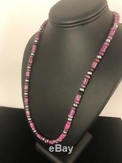 Native American Rare Natural Purple Sugilite Bead Sterling Silver Necklace 1303