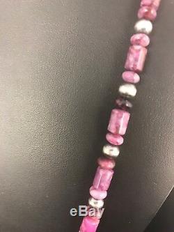 Native American Rare Natural Purple Sugilite Bead Sterling Silver Necklace 1303