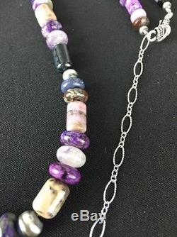 Native American Rare Natural Purple Sugilite Bead Sterling Silver Necklace B