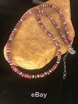 Native American Rare Natural Purple Sugilite Bead Sterling Silver Necklace S1303