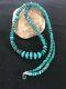 Native American Sterling Silver Necklace Spider Web Turquoise Beads Rare34 1307