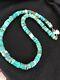 Native American Turquoise 9 Mm Heishi Sterling Silver Bead Necklace Rare G421