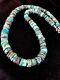 Native American Turquoise 9 Mm Heishi Sterling Silver Bead Necklace Rare S383
