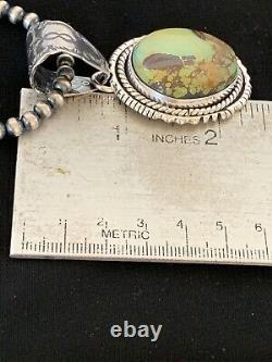 Native Sterling Silver Royston Turquoise Pendant Navajo Pearl Necklace Rare 2980