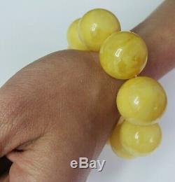 Natural Amber Bracelet 59 Gr 22 mm Polished Beads Stone Bangle Rare Baltic Amber