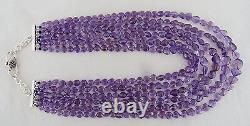 Natural Amethyst Beads Heart Cabochon 6 String 955 Carats Gemstone Rare Necklace
