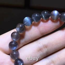Natural Black Sunstone Moonstone Flash Rare Round Beads Bracelet 8.4mm AAAAA